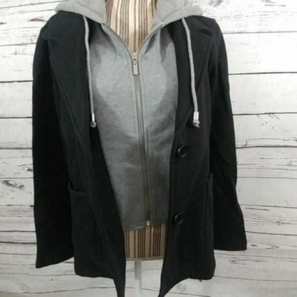 NWT Sebby Fleece Combo Zip Jacket Hoodie Black L - Picture 9 of 10